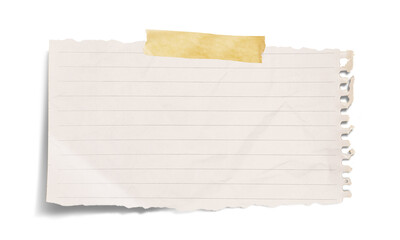 White grid notepaper journal sticker. A blank sheet of checkered paper. Real notepad with grid line...