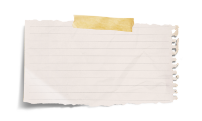 White grid notepaper journal sticker. A blank sheet of checkered paper. Real notepad with grid line isolated