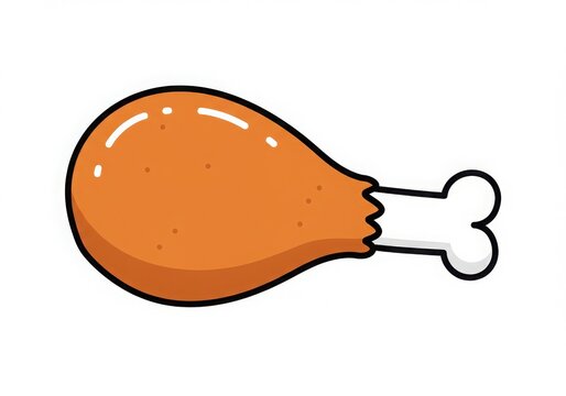 Cartoon chicken drumstick on white background