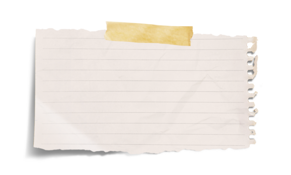White grid notepaper journal sticker. A blank sheet of checkered paper. Real notepad with grid line isolated