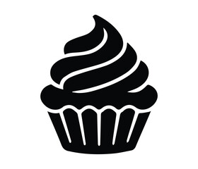 cupcake Logo. cupcake icon Silhouette Simple black and white cupcake graphic icon vector.