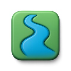 3D Simple River Icon for Minimalist Graphic Design Projects