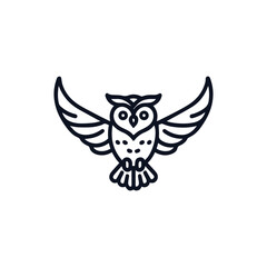 Monoline owl flying logo