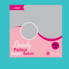 Modern beauty salon social media post design showcasing premium hair, skin, and nail services with elegant branding for Instagram and Facebook promotions

