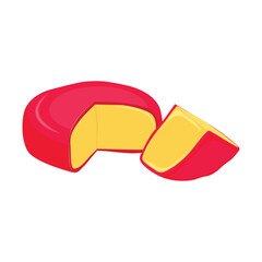 Set of cheese parts and slices isolated on a white background. Cheese food flat icon. Vector Head of cheese in flat style isolated on white background. Dairy product. Holland swiss milk product