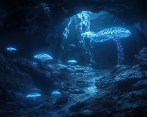 Abstract underwater scene blue light