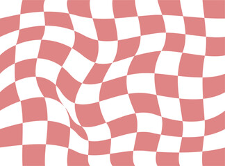 Warped Checkered Pattern, Rose and White, Distorted Grid.