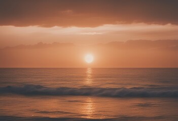 Fototapeta premium toned sunrise orange color coast sicily near beautiful natural sea over background cloud landscape scenic sunlight dusk morning beach abstract horizon wave sun vacation dawn ocean sunset yellow