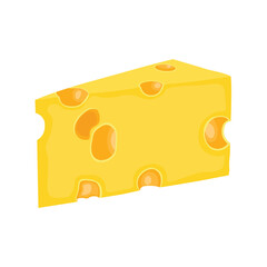 Set of cheese parts and slices isolated on a white background. Cheese food flat icon. Vector Head of cheese in flat style isolated on white background. Dairy product. Holland swiss milk product