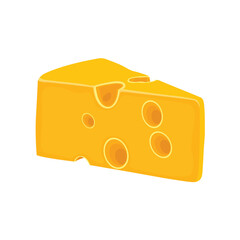 Set of cheese parts and slices isolated on a white background. Cheese food flat icon. Vector Head of cheese in flat style isolated on white background. Dairy product. Holland swiss milk product