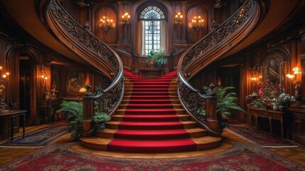 Obraz premium Grand Staircase in a Luxurious Mansion