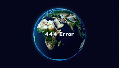 Globe displaying 444 error message, symbolizing digital issues and connectivity problems, evokes sense of frustration and confusion