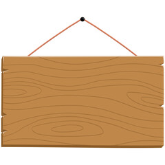 Wood Plank Hanging Signage Board Cartoon Illustration Template Vector