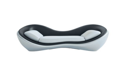  A futuristic minimalist sofa with an ultra-lightweight carbon fiber frame,