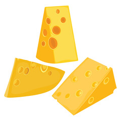 Vector illustration cheese  icon sset parts and slices clip art collection flat illustration. Perfect for illustration, icon, educational purpose, advertising, infographic content