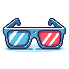 3D cinema glasses with red and blue lenses. Perfect for movie theater accessories, entertainment technology, special effect viewing tools, or film experience merchandise.