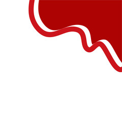 Crimson wave abstract; flowing red ribbon on white, upper right graphic.