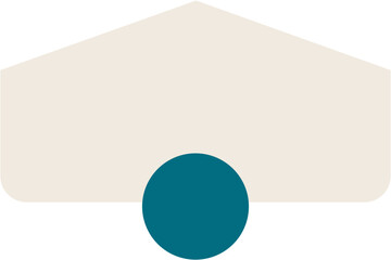 Abstract Teal Circle Beneath Trapezoidal Shape, Soft Beige Background