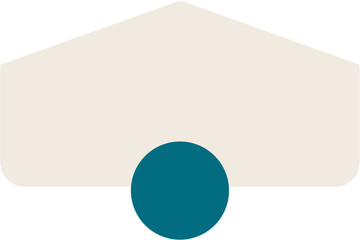 Teal Circle Under Trapezoid Shape, Abstract Minimalist Design