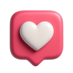3D Social Icon with Heart in Bubble Shape for Digital Communication