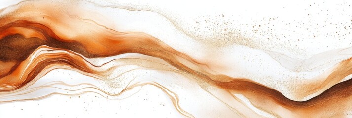 Obraz premium Abstract Brown and White Fluid Art - Swirling brown and white abstract art, resembling flowing liquid or desert dunes. Perfect for modern decor or design projects