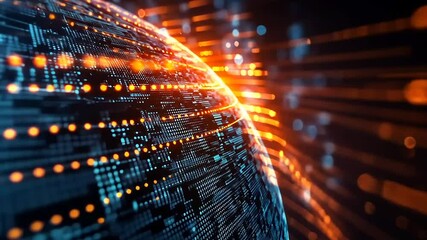 Glowing digital globe with data streams - Powered by Adobe