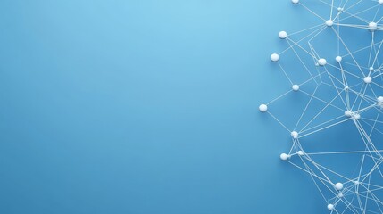 Abstract Network Connection - White nodes connected by lines on a light blue background. Represents network, connection, or technology