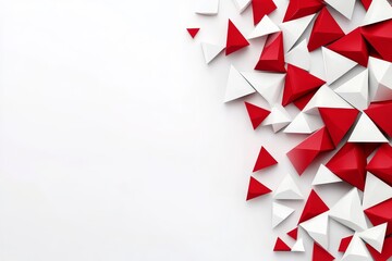 Obraz premium Abstract Red and White Geometric Triangles Background - Symbolic of dynamism, creativity, balance, contrast
