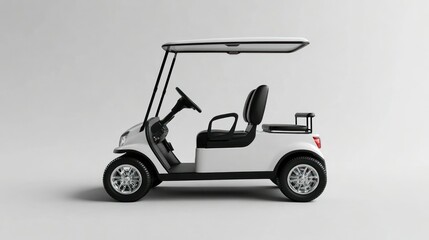 White golf cart, side view
