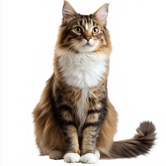 Obraz premium Beautiful, cute cat sitting on the floor, full-body, with a transparent background