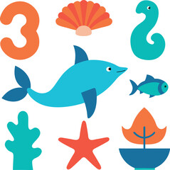 Obraz premium different-ocean-vector-element-set