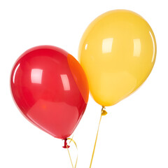 red and yellow balloons isolated on white background