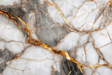 Elegant White and Grey Marble Texture with Golden Veins Luxury Stone Background