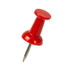 Red push pin isolated on transparent background