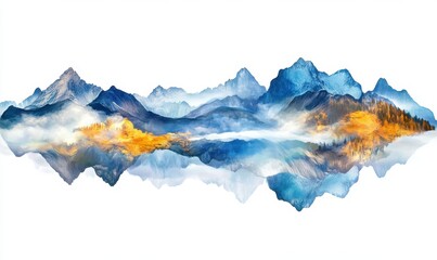 Autumnal mountain lake reflection, serene landscape, ideal for nature, travel, and serenity themed designs