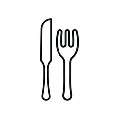 Fork and knife icon symbolizes dining, meal time, restaurant service, and elegant food experiences.