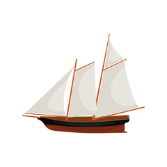 Icon sailling boat minimalist vector hand drawn. Traditional vessel junk boat transportation in flat style design for illustration, icon, educational purpose, poster, advertising, infographic content