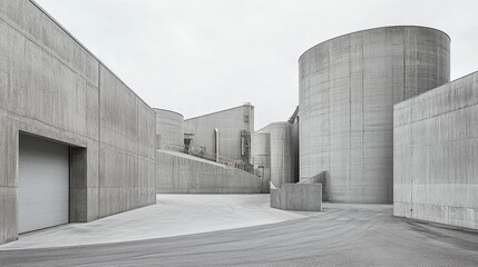Fototapeta premium Silos for outdoor use with weatherproof materials connected to production plant