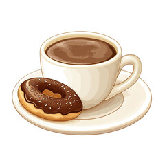 Coffee and chocolate donut perfect morning treat sweet indulgence
