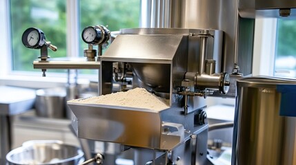 Vertical blending shaft receiving equal input from flour and dye tanks