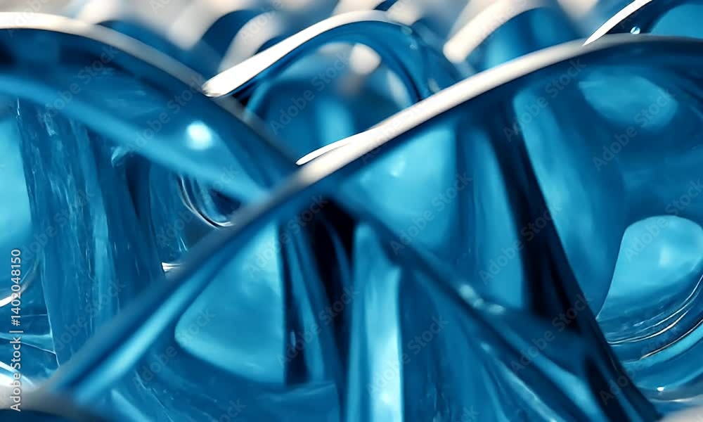 Wall mural dynamic abstract blue fluid texture with shiny waves and light reflections creating a dreamlike atmo