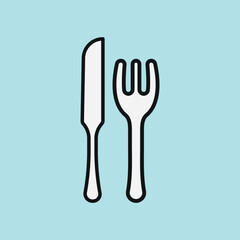 Fork and knife icon symbolizes dining, meal time, restaurant service, and elegant food experiences.