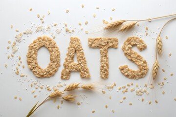 Oats Typography with Crumbly Letters and Scattered Grains &ndash; Whole Grain Design
