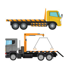 Vector illustration of towing car in flat design. Simple towing truck for vehicle evacuation. Towing business icon for logo, infographic and educational purpose. Special land vehicle