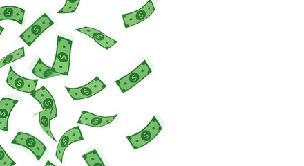 Cascading currency: A dynamic visualization of financial abundance on white background
