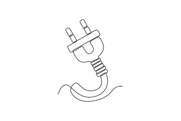 Electrical terminal concept. Single line draw design. Vector graphic illustration