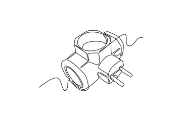 Electrical terminal concept. Single line draw design. Vector graphic illustration