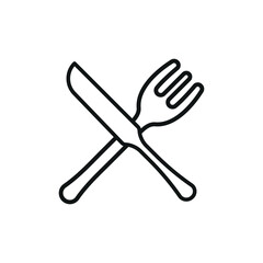 Fork and knife icon symbolizes dining, meal time, restaurant service, and elegant food experiences.
