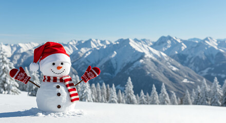 Obraz premium Snowy Summit Cheer AI Generated