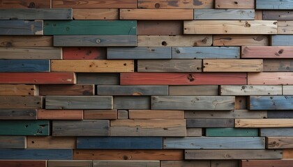 Rustic Multi-Color Wooden Wall for Interior Design Charm